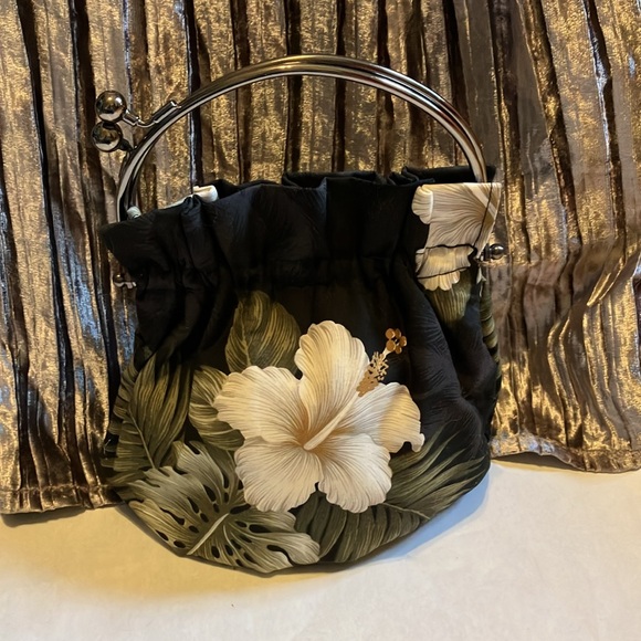 Vintage aBBa Hawiian Tropical Flower Clutch Kiss Lock Purse - Picture 2 of 6